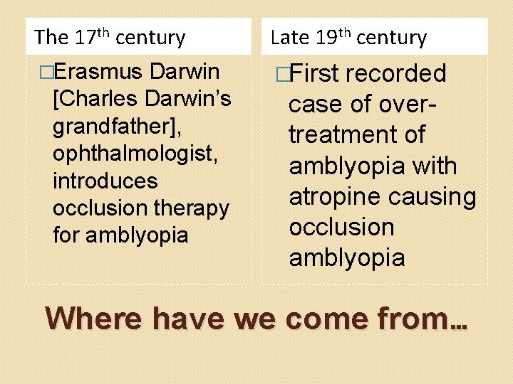 The 17 th century Late 19 th century �Erasmus Darwin �First recorded [Charles Darwin’s