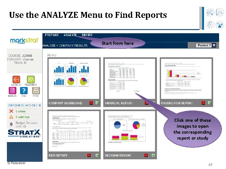 Use the ANALYZE Menu to Find Reports Start from here Click one of these