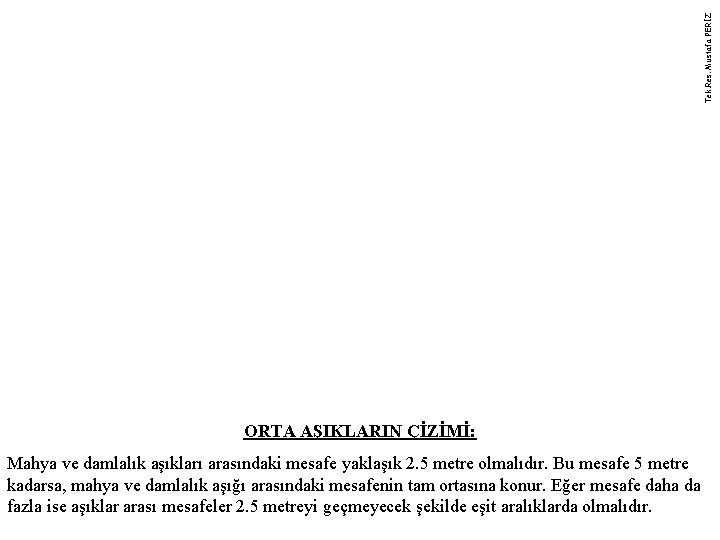 Tek. Res. Mustafa PERİZ ORTA AŞIKLARIN ÇİZİMİ: Mahya ve damlalık aşıkları arasındaki mesafe yaklaşık
