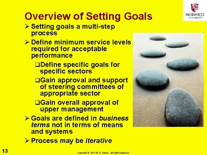 Overview of Setting Goals Ø Setting goals a multi-step process Ø Define minimum service