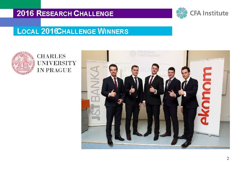2016 RESEARCH CHALLENGE LOCAL 2016 CHALLENGE WINNERS 2 