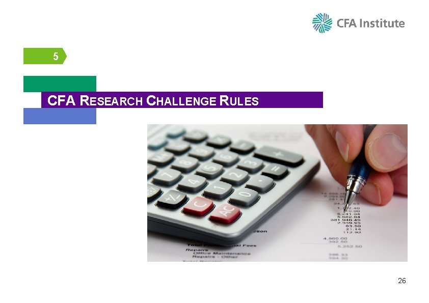 5 CFA RESEARCH CHALLENGE RULES 26 