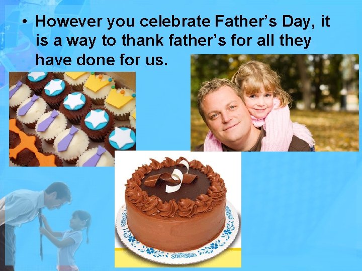  • However you celebrate Father’s Day, it is a way to thank father’s