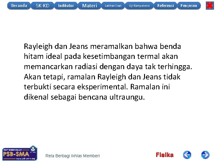 Beranda SK-KD Indikator Materi Latihan Soal Uji Kompetensi Referensi Penyusun Rayleigh dan Jeans meramalkan