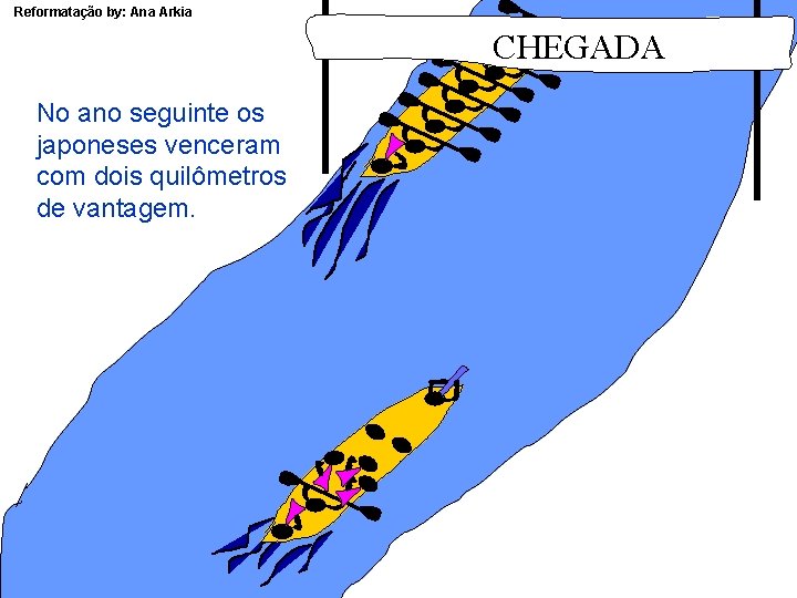 Reformatação by: Ana Arkia CHEGADA No ano seguinte os japoneses venceram com dois quilômetros