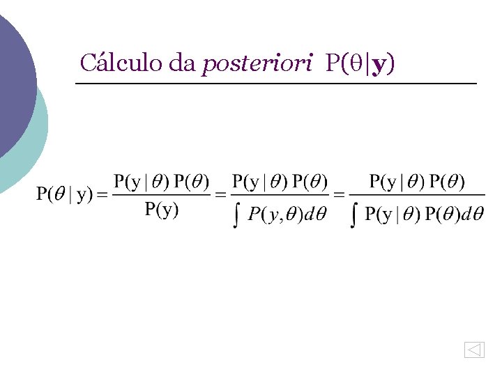 Cálculo da posteriori P( |y) 