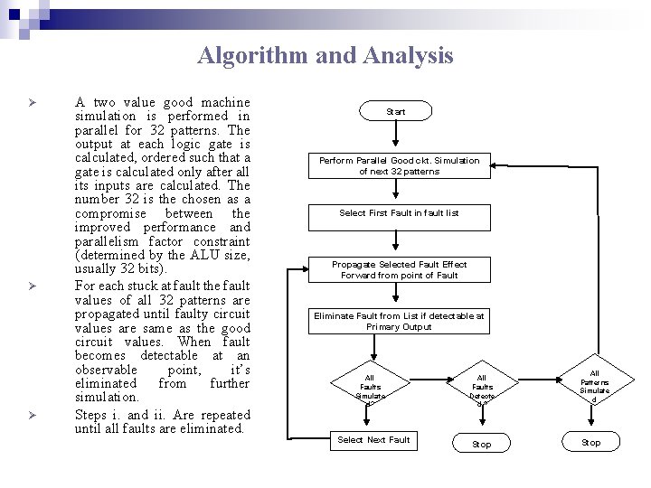 Algorithm and Analysis Ø Ø Ø A two value good machine simulation is performed Algorithm and Analysis Ø Ø Ø A two value good machine simulation is performed