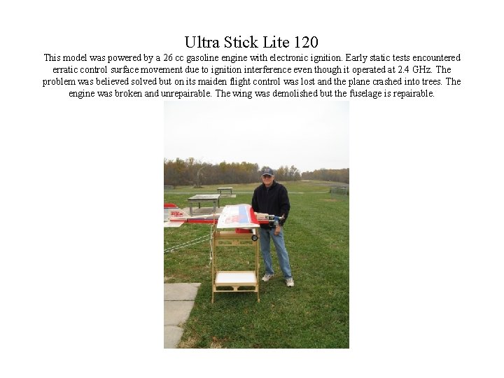 Ultra Stick Lite 120 This model was powered by a 26 cc gasoline engine