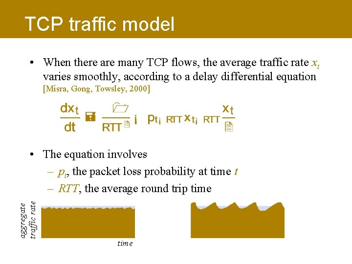TCP traffic model • When there are many TCP flows, the average traffic rate