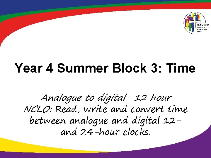 Year 4 Summer Block 3: Time Analogue to digital- 12 hour NCLO: Read, write