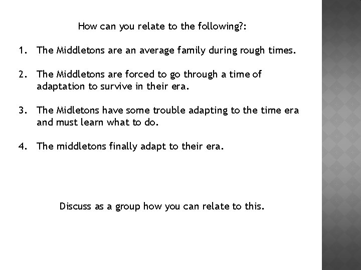 How can you relate to the following? : 1. The Middletons are an average