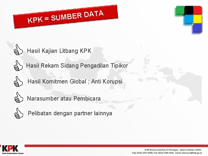 A T A D R E B KPK = SUM Hasil Kajian Litbang KPK