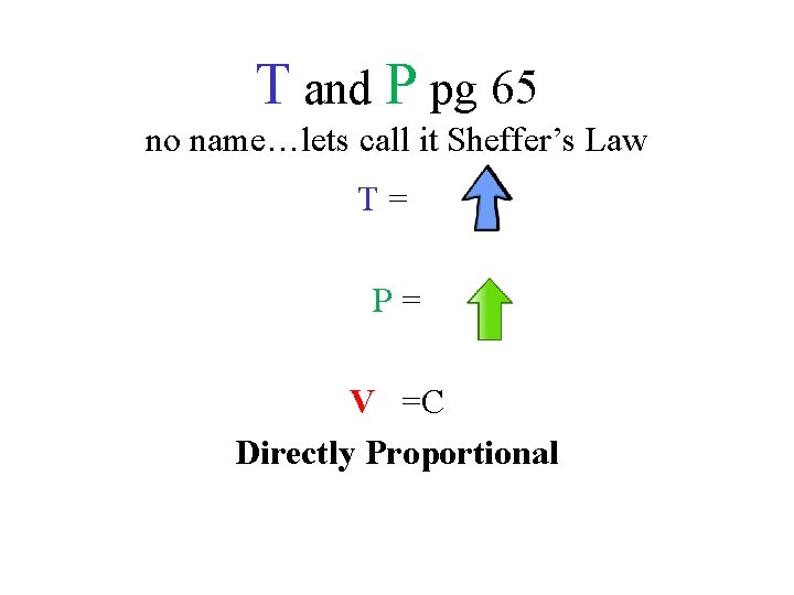 T and P pg 65 no name…lets call it Sheffer’s Law T= P= V