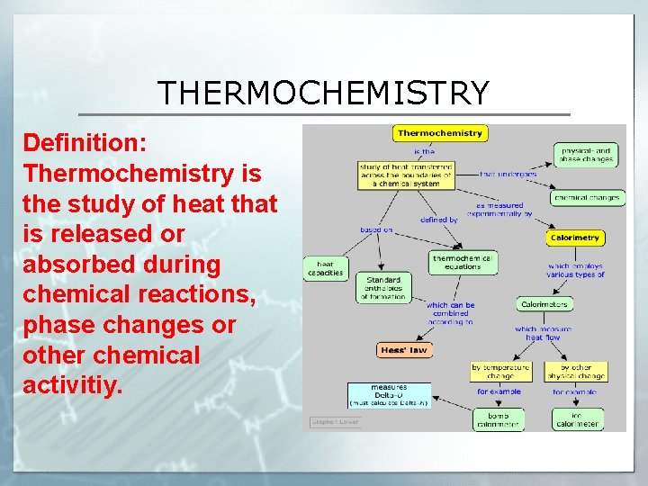 THERMOCHEMISTRY Definition: Thermochemistry is the study of heat that is released or absorbed during