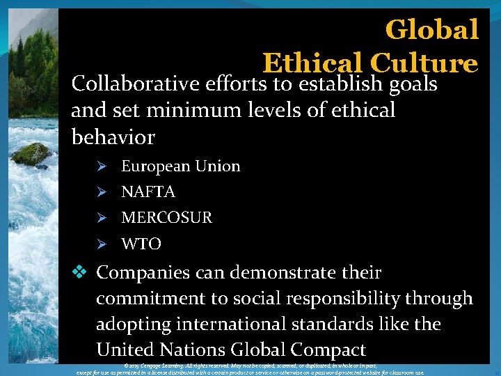 Global Ethical Culture Collaborative efforts to establish goals and set minimum levels of ethical