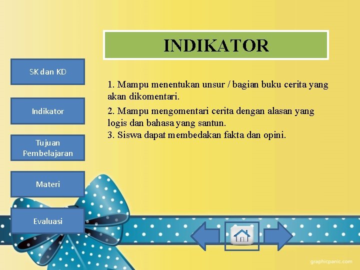 INDIKATOR SK dan KD Indikator Tujuan Pembelajaran Materi Evaluasi 1. Mampu menentukan unsur /