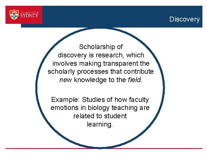 Discovery Scholarship of discovery is research, which involves making transparent the scholarly processes that