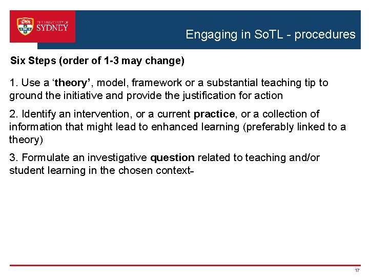 Engaging in So. TL - procedures Six Steps (order of 1 -3 may change)