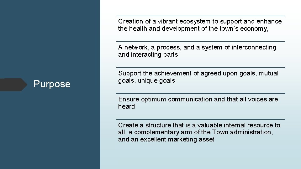Creation of a vibrant ecosystem to support and enhance the health and development of