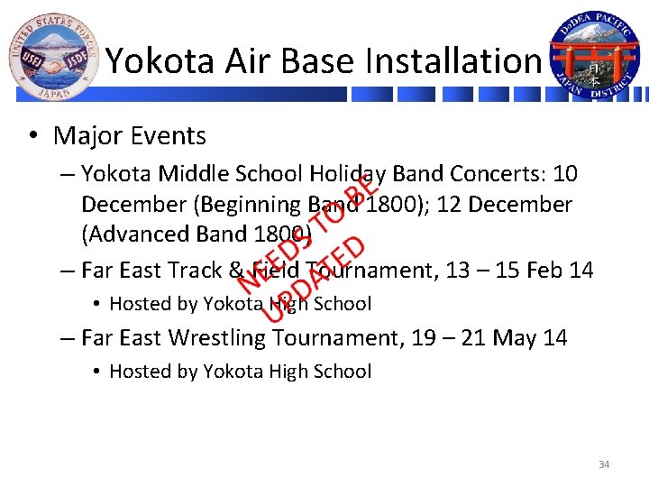 Yokota Air Base Installation • Major Events – Yokota Middle School Holiday Band Concerts: