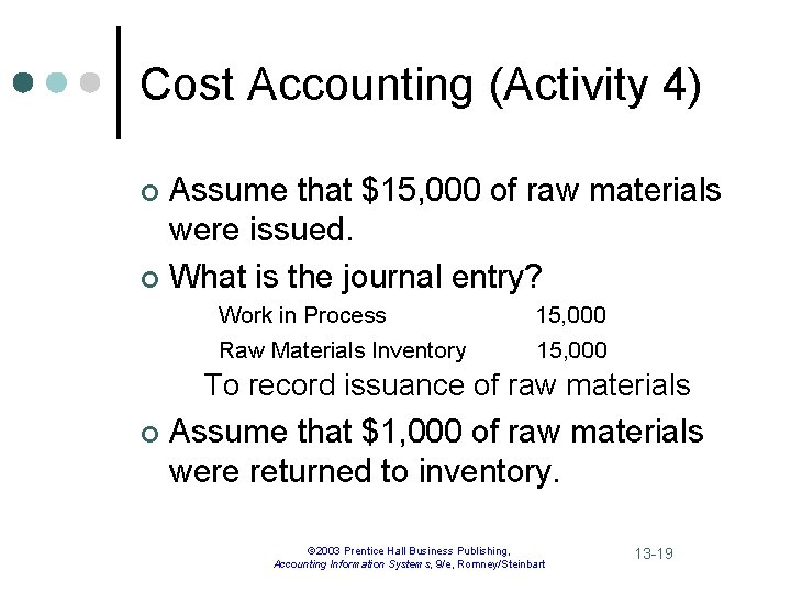 Cost Accounting (Activity 4) Assume that $15, 000 of raw materials were issued. ¢