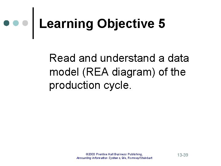 Learning Objective 5 Read and understand a data model (REA diagram) of the production