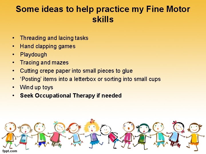 Some ideas to help practice my Fine Motor skills • • Threading and lacing