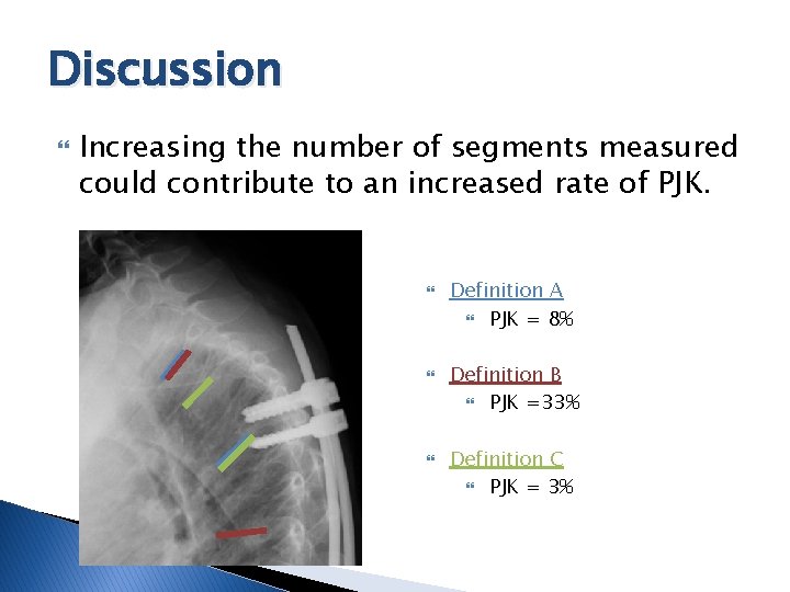 Discussion Increasing the number of segments measured could contribute to an increased rate of