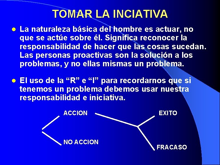 TOMAR LA INCIATIVA l La naturaleza básica del hombre es actuar, no que se