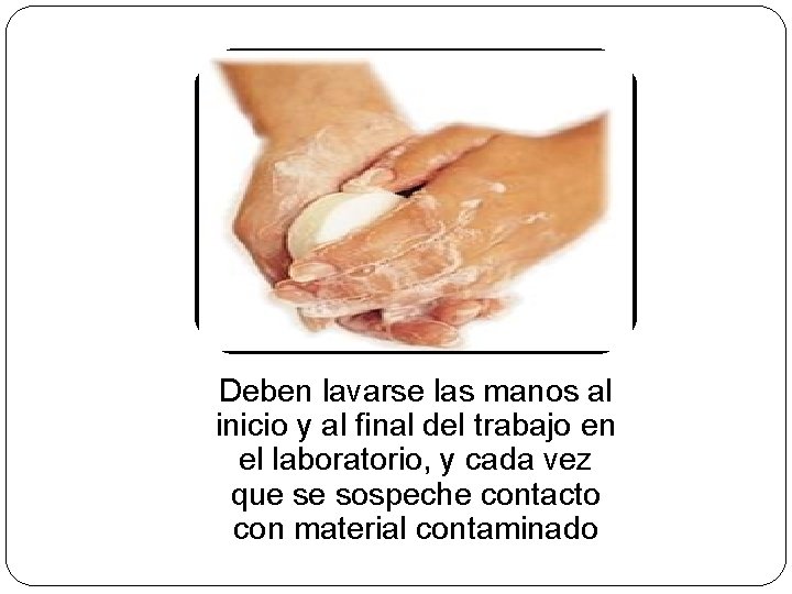 Deben lavarse las manos al inicio y al final del trabajo en el laboratorio,