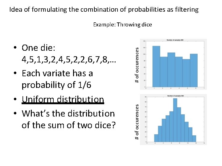 Idea of formulating the combination of probabilities as filtering # of occurences • One