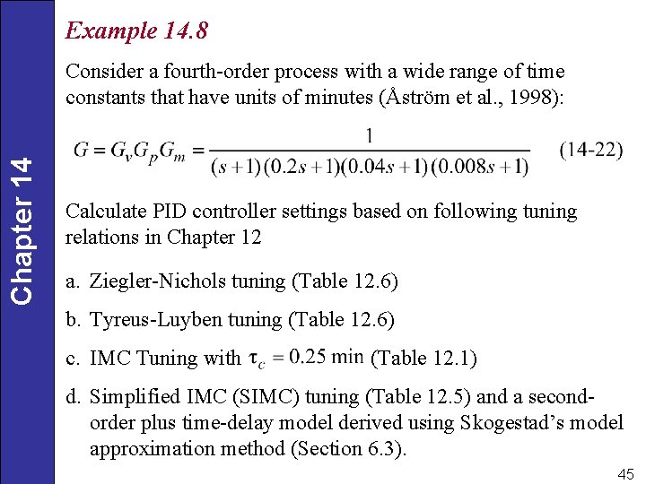 Example 14. 8 Chapter 14 Consider a fourth-order process with a wide range of