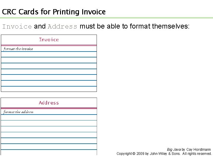 CRC Cards for Printing Invoice and Address must be able to format themselves: Big