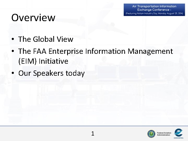 Overview • The Global View • The FAA Enterprise Information Management (EIM) Initiative •