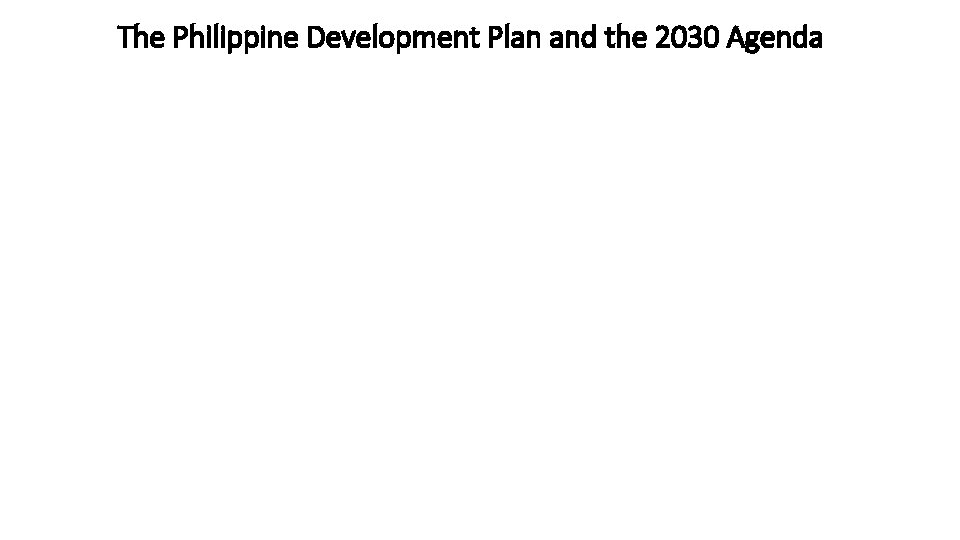 The Philippine Development Plan and the 2030 Agenda 