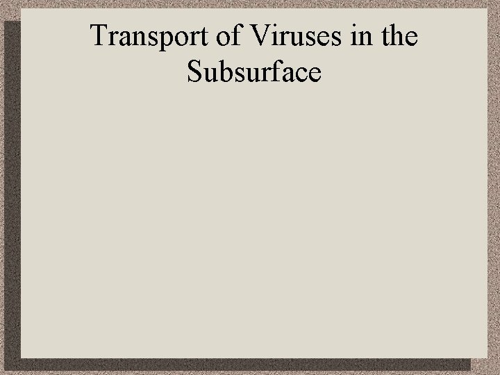 Transport of Viruses in the Subsurface 