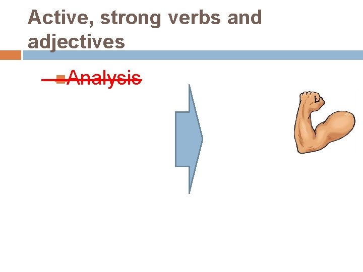 Active, strong verbs and adjectives Analysis 