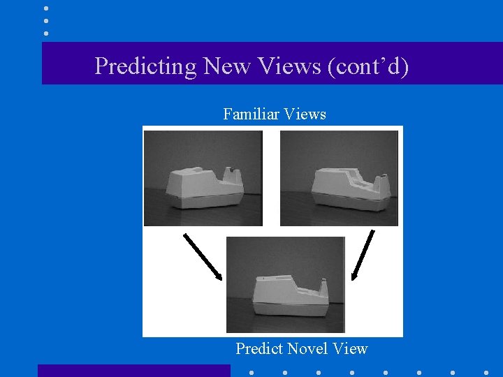 Predicting New Views (cont’d) Familiar Views Predict Novel View 
