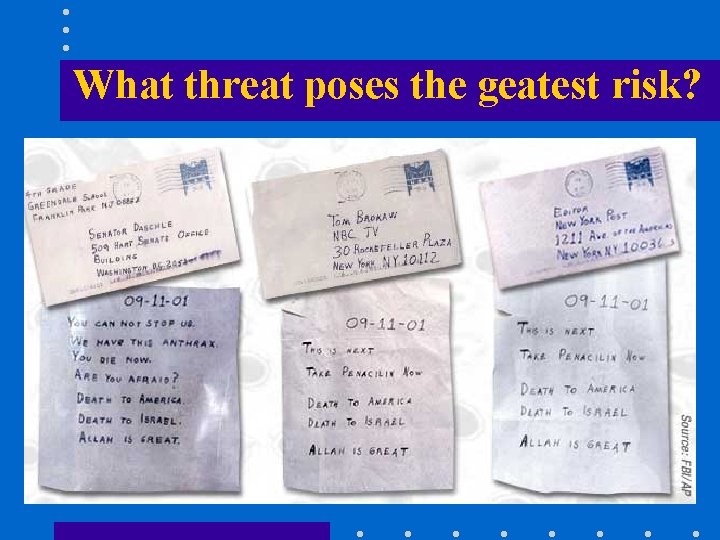 What threat poses the geatest risk? 