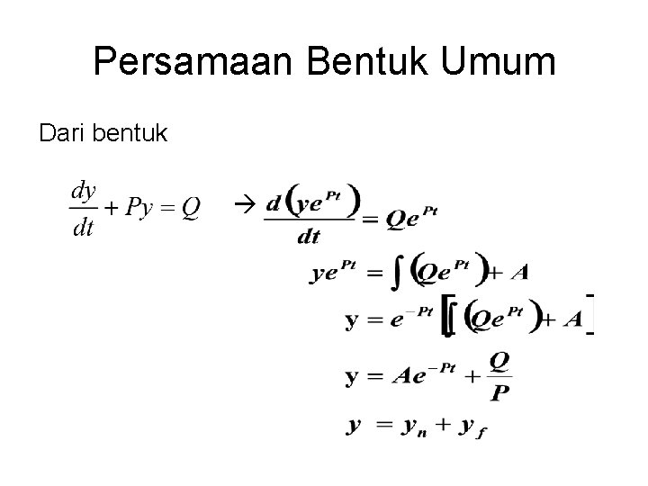 Persamaan Bentuk Umum Dari bentuk 