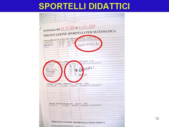 SPORTELLI DIDATTICI 12 