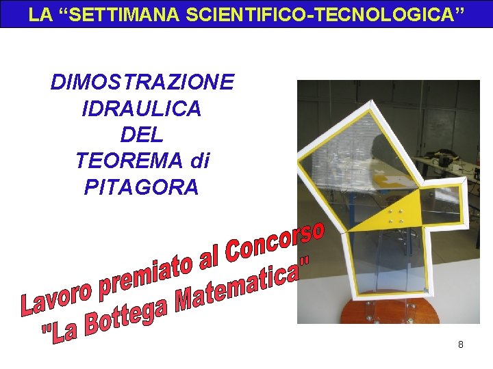 LA “SETTIMANA SCIENTIFICO-TECNOLOGICA” DIMOSTRAZIONE IDRAULICA DEL TEOREMA di PITAGORA 8 