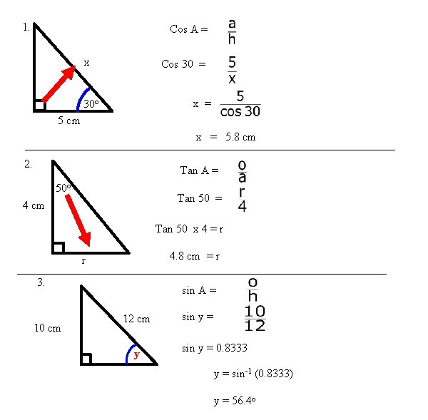 1. Cos A = x Cos 30 = x = 30 o 5 cm