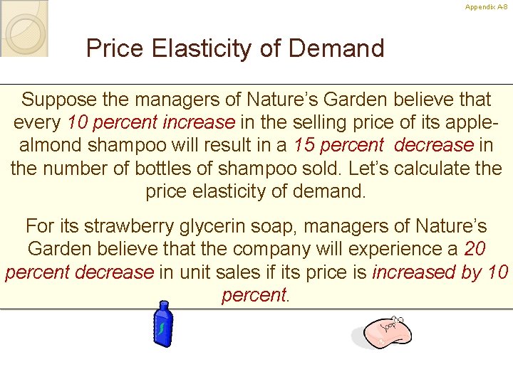Appendix A-8 8 Price Elasticity of Demand Suppose the managers of Nature’s Garden believe