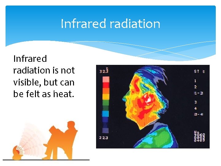 Infrared radiation is not visible, but can be felt as heat. 