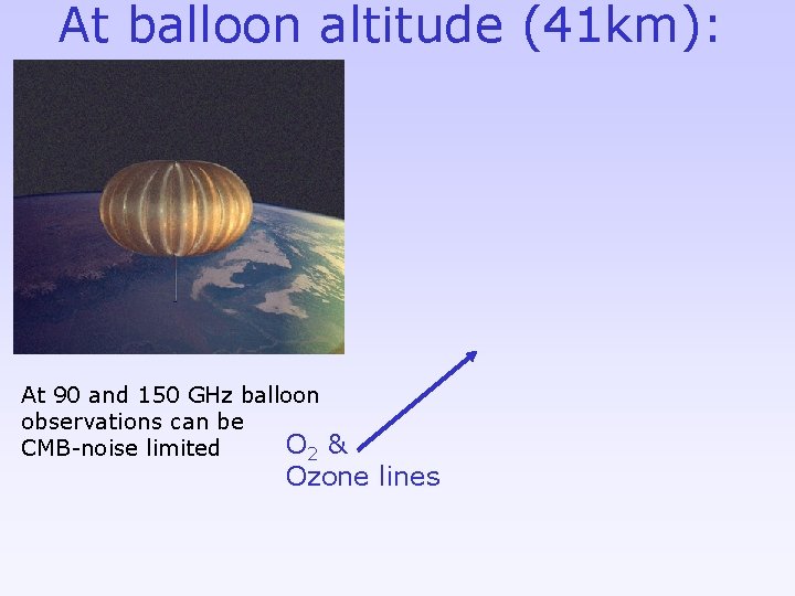 At balloon altitude (41 km): At 90 and 150 GHz balloon observations can be