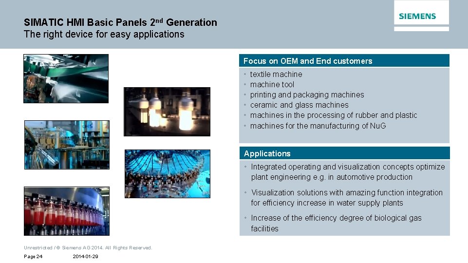 SIMATIC HMI Basic Panels 2 nd Generation The right device for easy applications Focus