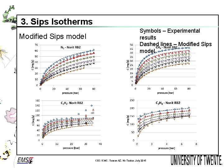 3. Sips Isotherms Modified Sips model Symbols – Experimental results Dashed lines – Modified