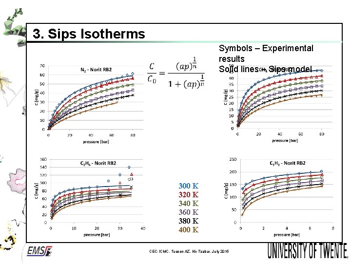 3. Sips Isotherms Symbols – Experimental results Solid lines – Sips model 300 K
