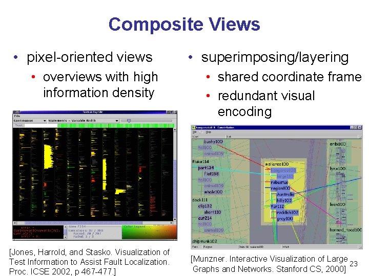 Composite Views • pixel-oriented views • overviews with high information density [Jones, Harrold, and